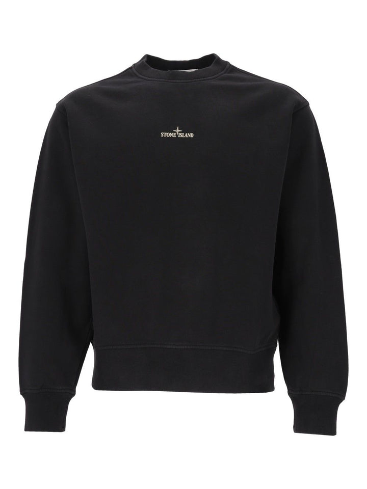 Stone Island Organic Cotton Fleece Crewneck Sweatshirt Sweatshirts - Nero | 293e8f1177b443aeabae53c79ad9a2efb46b7cc1