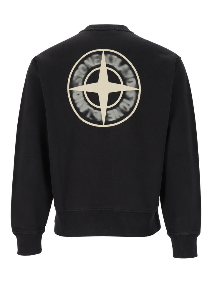Stone Island Organic Cotton Fleece Crewneck Sweatshirt Sweatshirts - Nero | 3e141387a4d35924bda5ef971660405e7673c579