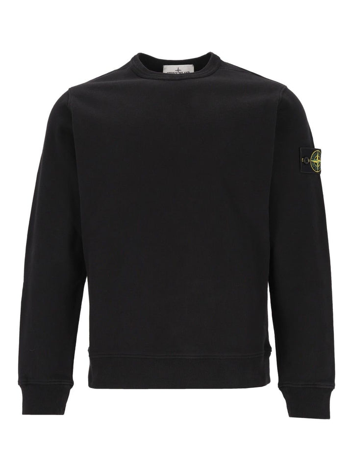 Stone Island Brushed Organic Cotton Fleece, Garment Dyed Sweatshirts - Nero | 028305832316789bd97ab308f18689f93c6f629d