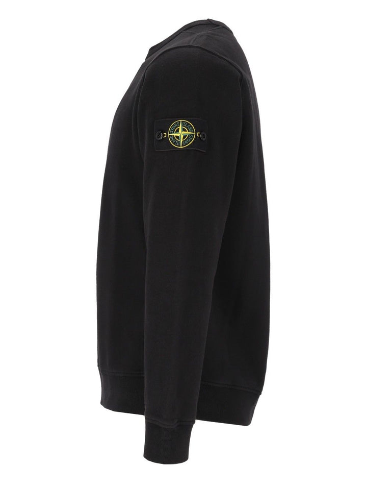 Stone Island Brushed Organic Cotton Fleece, Garment Dyed Sweatshirts - Nero | 46379b655763f86839e517c177d4b0b907d11142