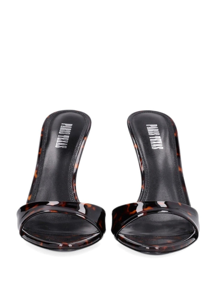 Paris Texas Lidia Mule Printed Patent Sandali - Marrone | b4b27878292b721955059d86349a650f125787ea