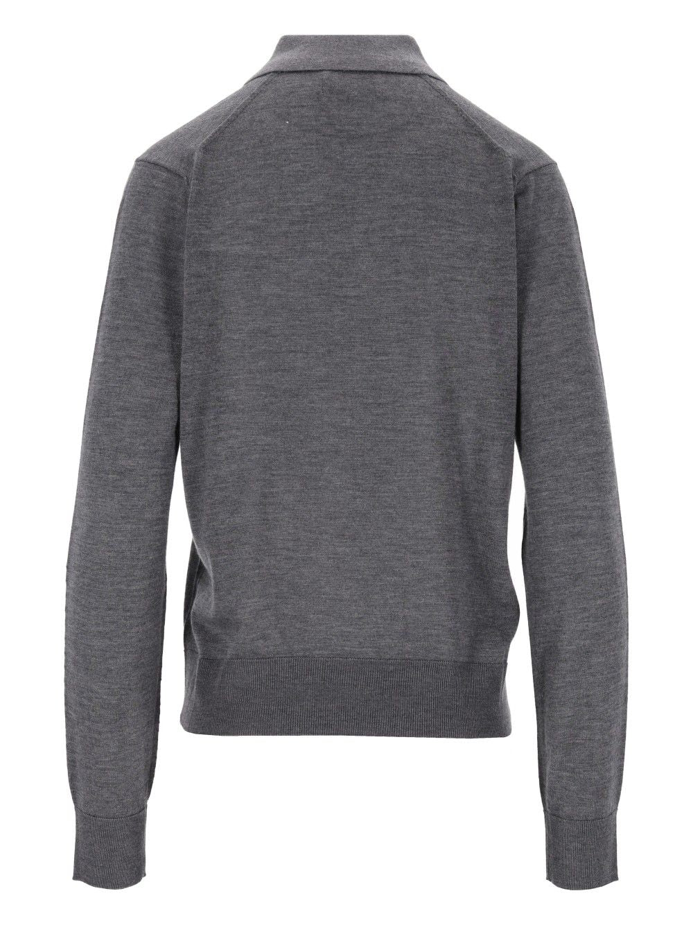 Loulou De Saison Miles Fine Knit Long-Sleeved Polo Shirt Knitwear - Grey | 1d3c149ceef9826e689e98d5e1b0d073959ae572