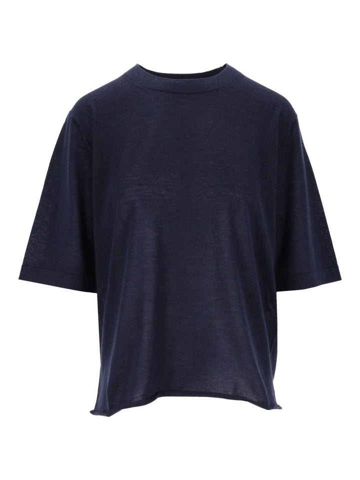 Loulou De Saison Nala Fine Knit Cashmere Top Knitwear - Blu | 603f01156d0d44cf7cca9342388947c244efdf07