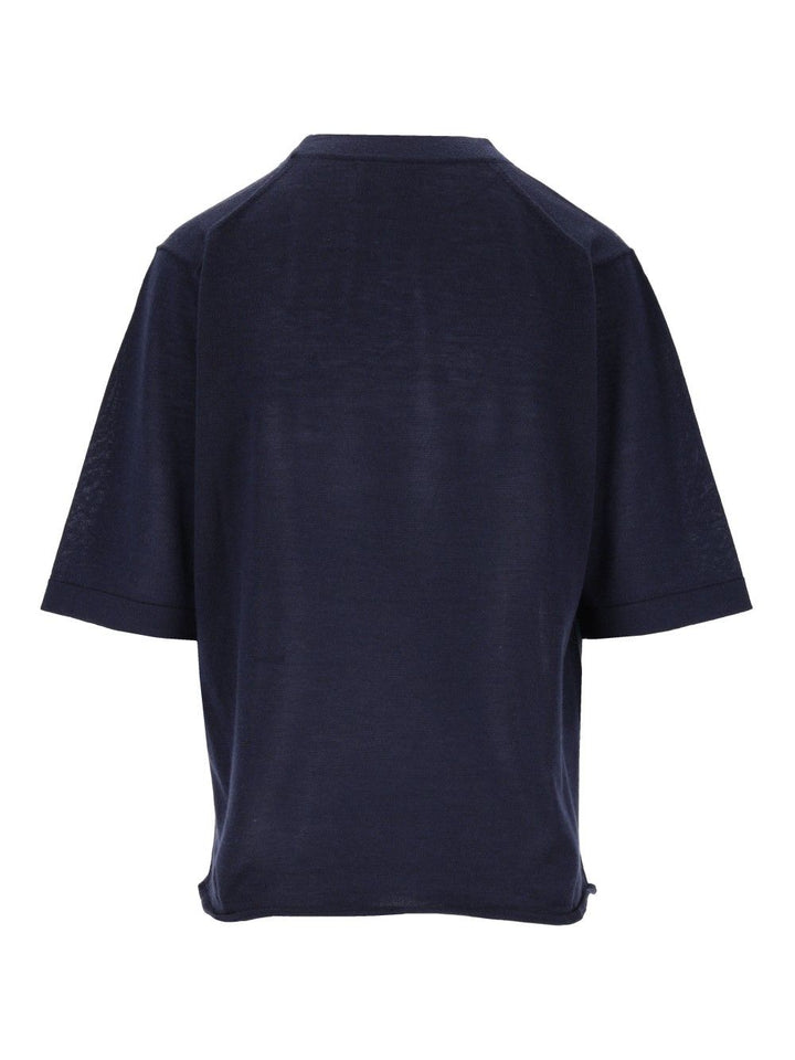 Loulou De Saison Nala Fine Knit Cashmere Top Knitwear - Blu | 4b42efe8f38837b2425fe1854a8154ffb8545feb