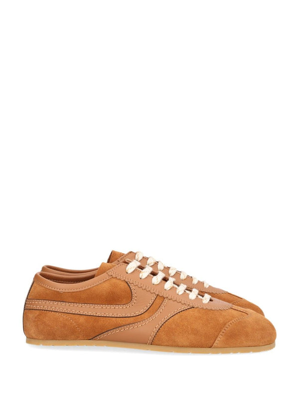 Suede With Thin Signature Sole Sneakers Marrone