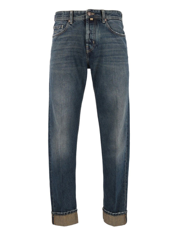 Pant 5pkt Cropped Tapered Leg Jude 13 Oz Salpa Beige 100 Cot Jeans Blu
