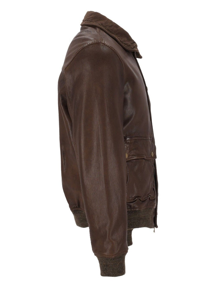 Al Duca D'Aosta Leather Bomber Jacket Giacche - Marrone | 395cc930eaca6905e5c5c69aa5c7802285a0eb62