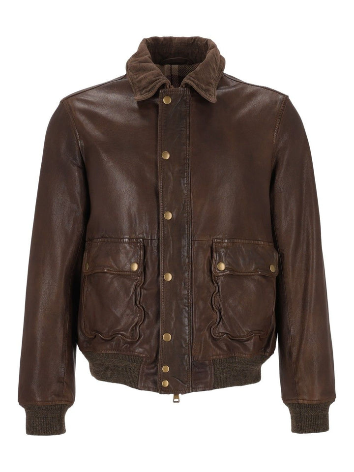 Al Duca D'Aosta Leather Bomber Jacket Giacche - Marrone | c195b819660c1130d8ff59b46923b6d1b5c4c017