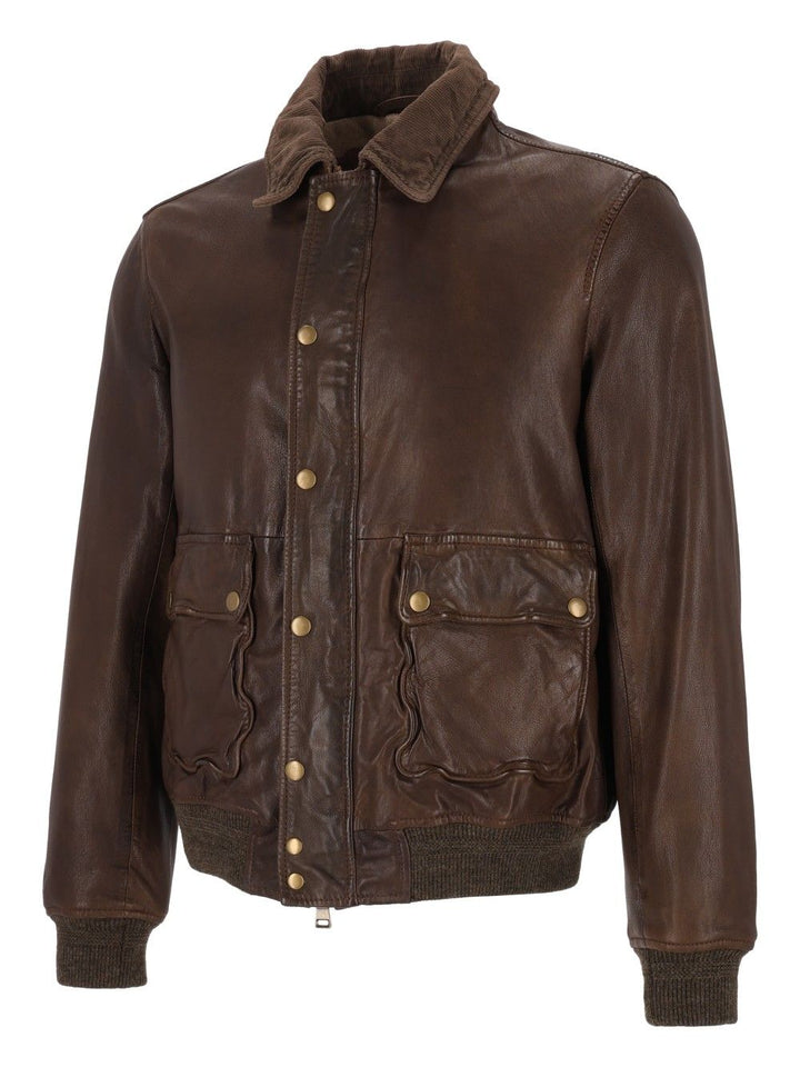 Al Duca D'Aosta Leather Bomber Jacket Giacche - Marrone | 84d2b45b9a6fe56c684a5a984e2e4ba8b4368934