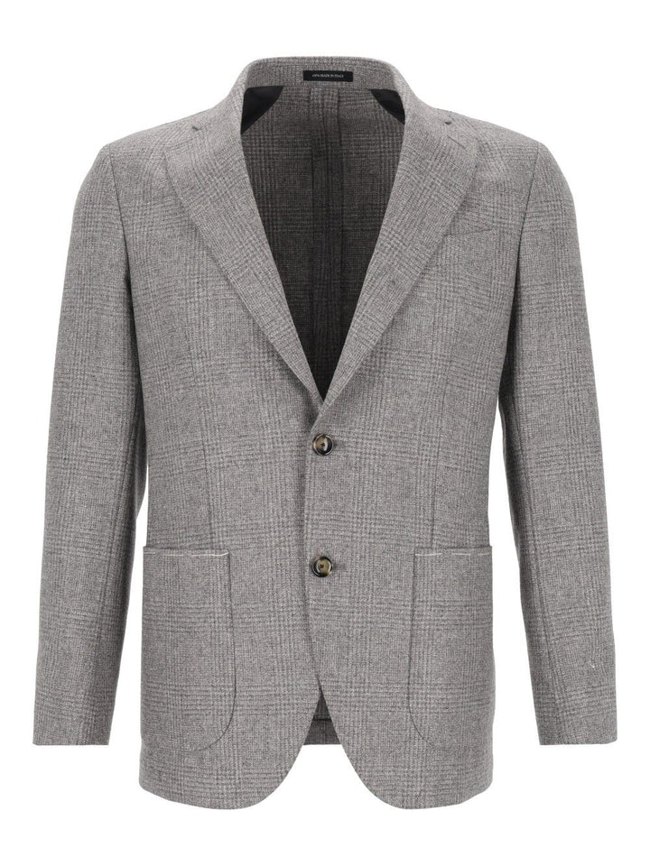 Al Duca D'Aosta Unlined Prince Of Wales Fusion Blazer Giacche - Grey | e95161d3f955c9ff3fe512217f008ff6a5d9ab6b