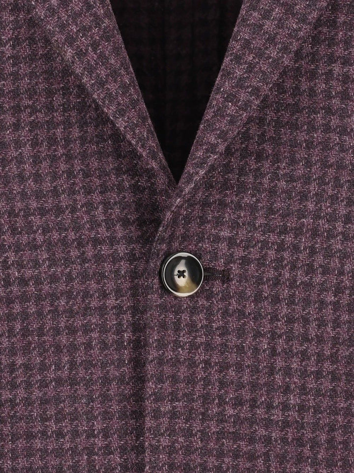 Al Duca D'Aosta Unlined Houndstooth Blazer Giacche - Bordeaux | f302a61733bfb0ecca0cd26fd7690c2a374acd58