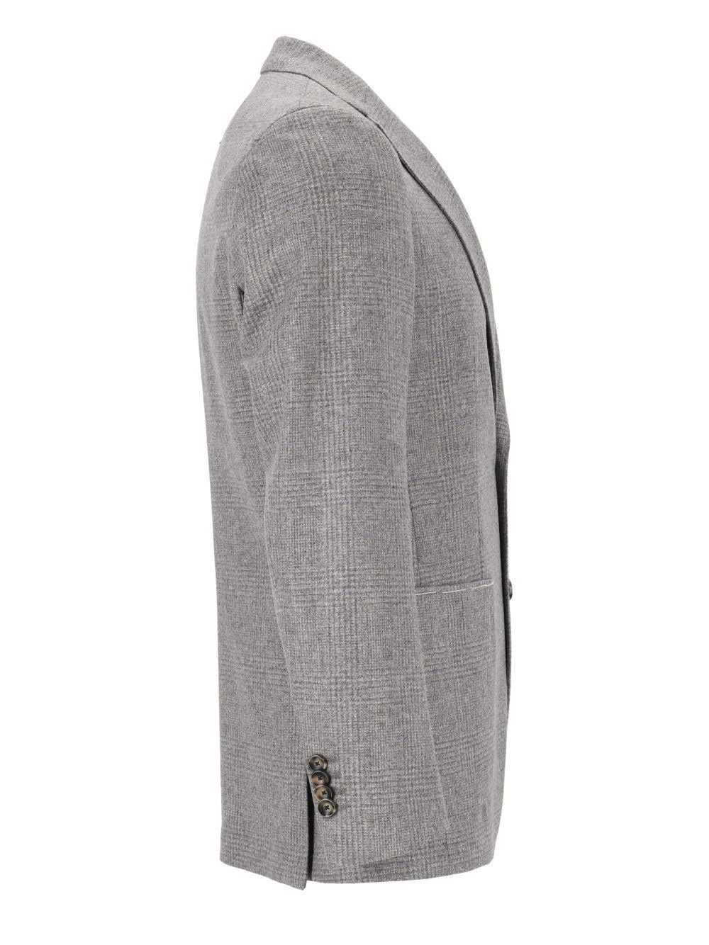 Al Duca D'Aosta Unlined Prince Of Wales Fusion Blazer Giacche - Grey | 4cdee4a455568dada6f054b0ac9dd766bc3d3337