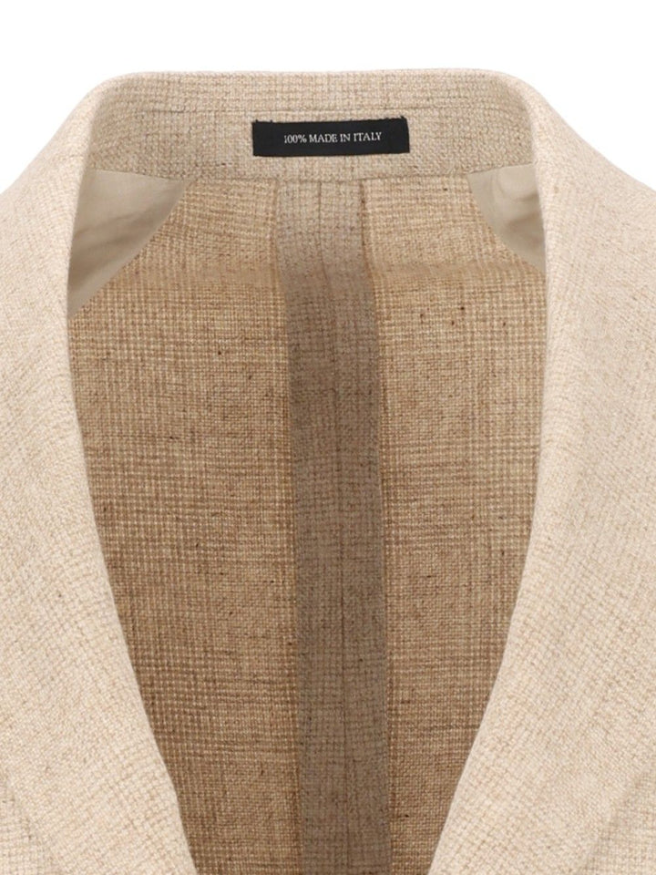 Al Duca D'Aosta Unlined Prince Of Wales Fusion Blazer Giacche - Beige | 22b19df4e39c150b86e5f90a3ced1c8213d73a24