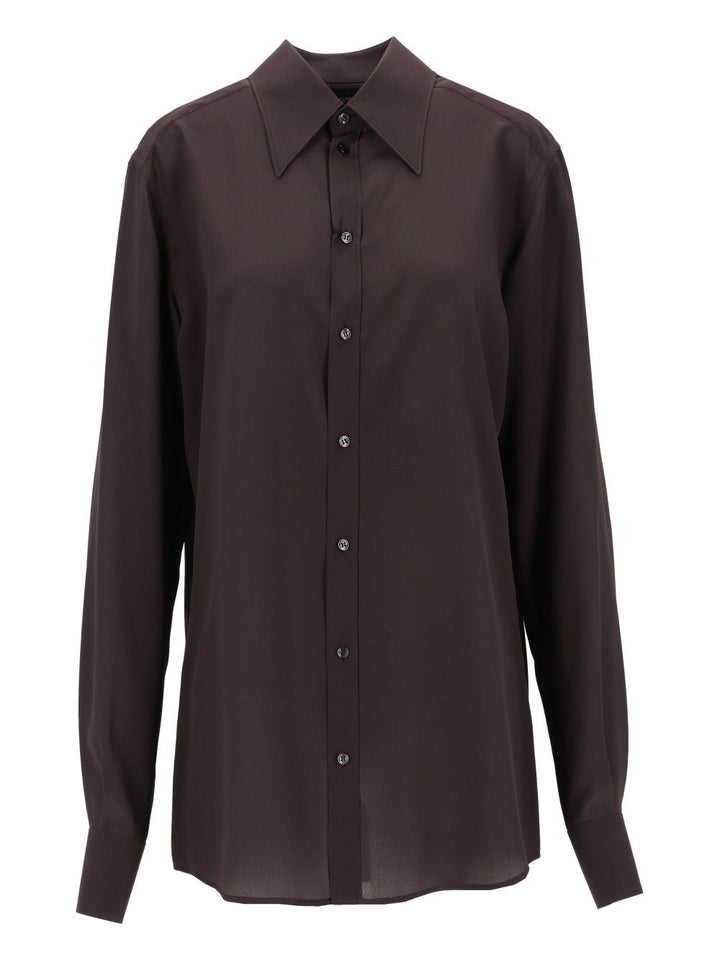 Dolce & Gabbana Shirt In Silk Crêpe De Chine Shirts - Marrone | 923a430beba5f7568f6a325964691a1c0212c4d7