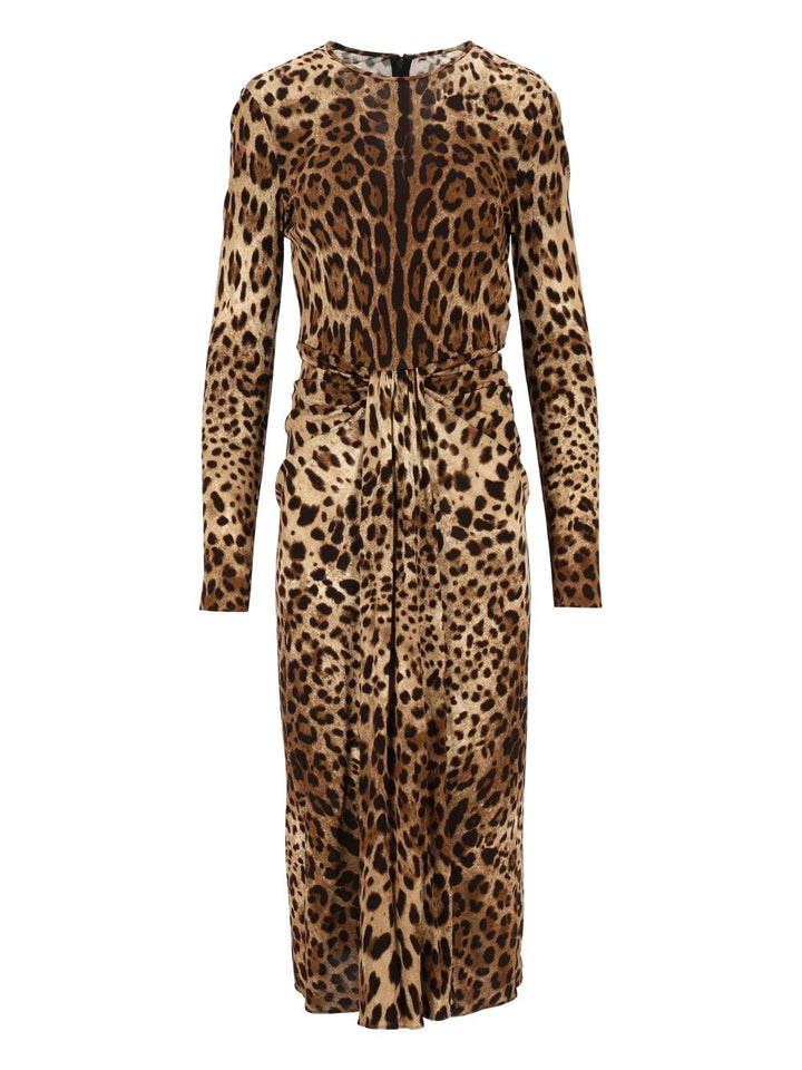 Dolce & Gabbana Viscose Jersey Dress With A Leopard Print Abiti - Animalier | 3862b56eeddaddb8c9c3e4f000fa621c944e81d5