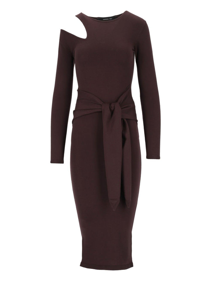 Federica Tosi Abito Midi Spalla Cut Off In Viscosa Abiti - Marrone | 6dd9c833e7bb356a4c4ed103e1df799e0df5df40