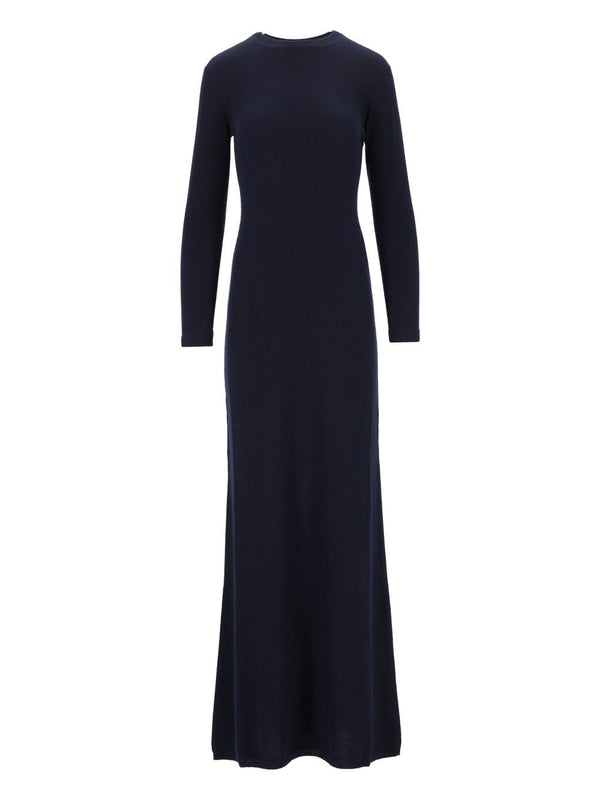 Featherweight In Cashmere Seta E Mid Gauge Cotone Cashmere Multigauge Lungo A Girocollo Abiti Blu