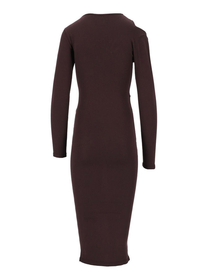 Federica Tosi Abito Midi Spalla Cut Off In Viscosa Abiti - Marrone | c602383c19659ad9abdf196605c88d9dba902e2e
