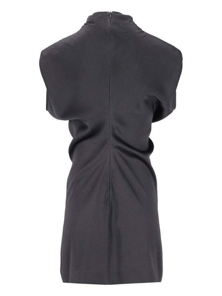 Federica Tosi Abito Corto Smanicato In Raso Unito Abiti - Grey | 910a66c5b09a9530c80eef02ddf8af986eb8c83e