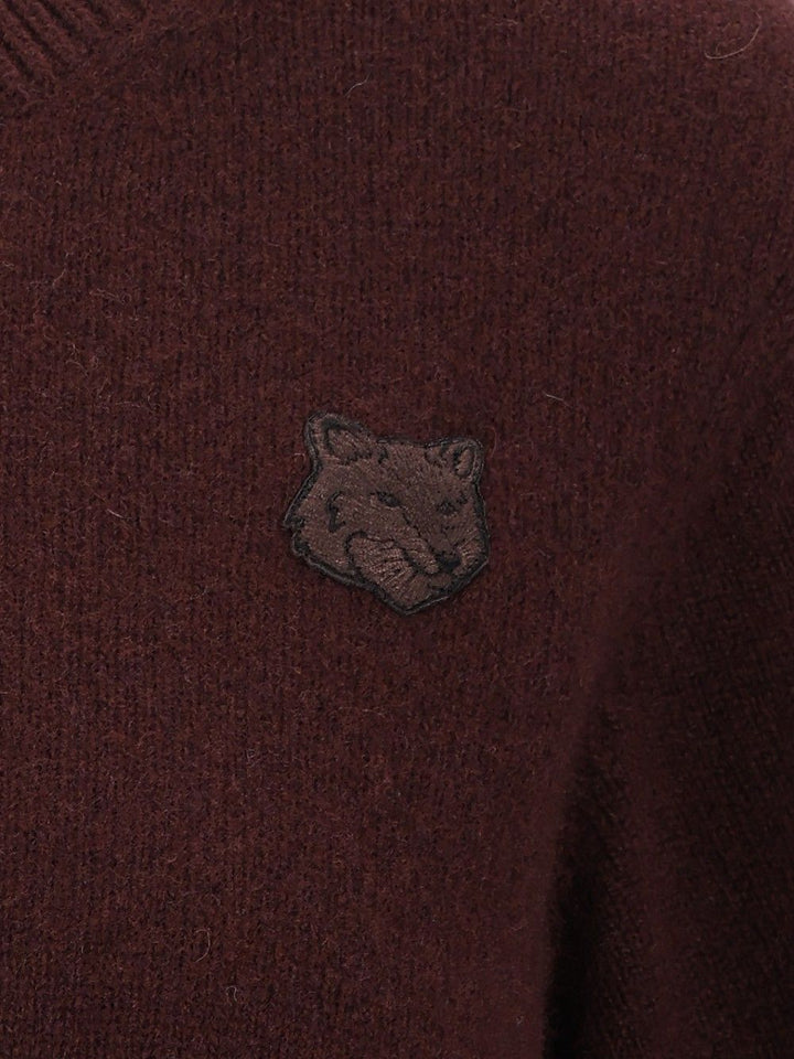 Maison KitsunÉ Fox Head Lambswool Comfort Jumper Knitwear - Marrone | 5941f15714fac70e8deae9e18ba06b7e6b0e8583