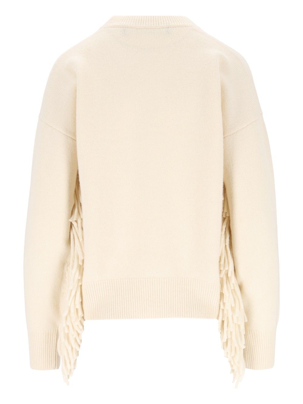 Federica Tosi Maglia Girocollo M/L Con Frange - Lana Merino/Cashmere Knitwear - Bianco | 46f21574907259d866e6c6a4a9fdf1ac02504614