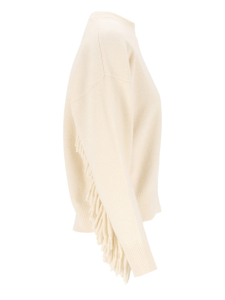Federica Tosi Maglia Girocollo M/L Con Frange - Lana Merino/Cashmere Knitwear - Bianco | fd50104062634cec055311b389baefa340241bf8