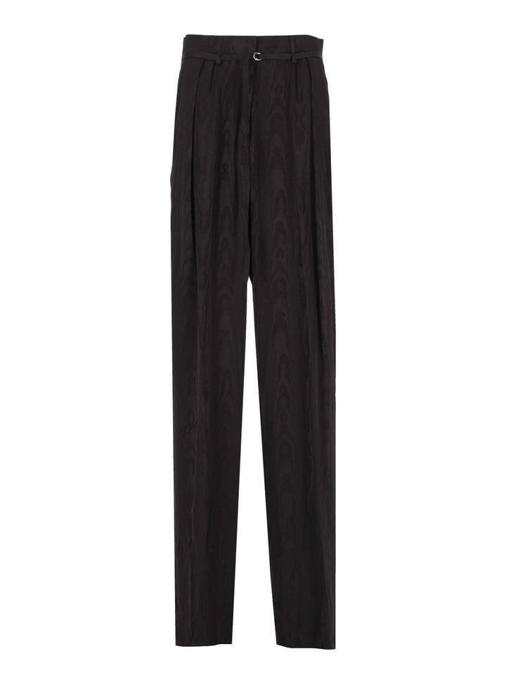 Dries Van Noten High-Waisted  Moiré Motif Trousers - Nero | 95c6f11ac27595a3fd49002dca14b763c486621b