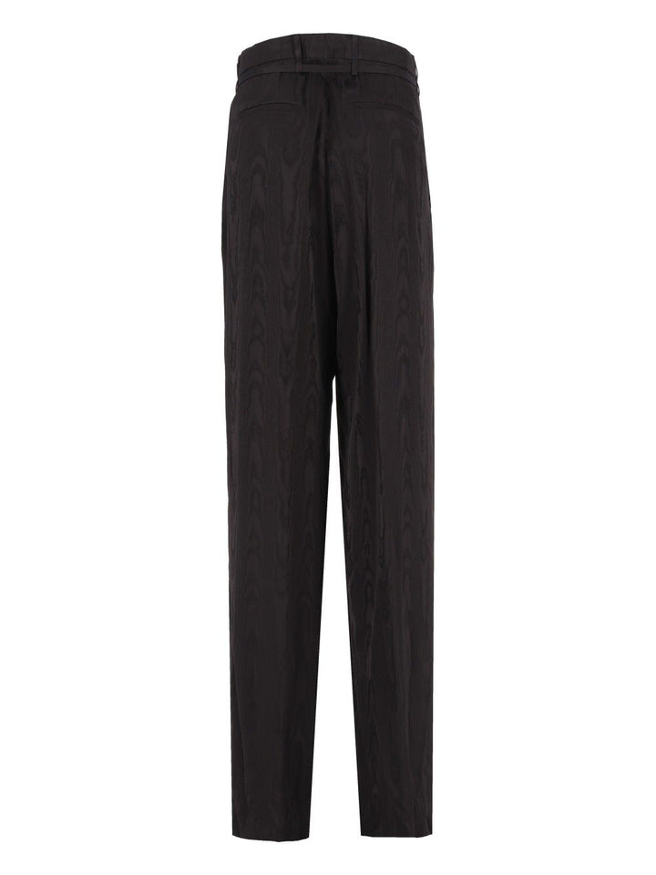 Dries Van Noten High-Waisted  Moiré Motif Trousers - Nero | 7609a1dffa087c170f612eeda60cbfcb5a75b3d4
