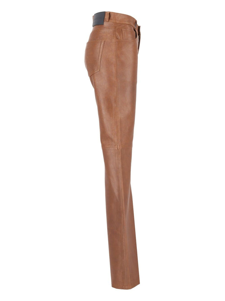 Haikure Flora Silky Leather Trousers - Marrone | f34c77387e8f957af45451d69ccf88b469153c8b