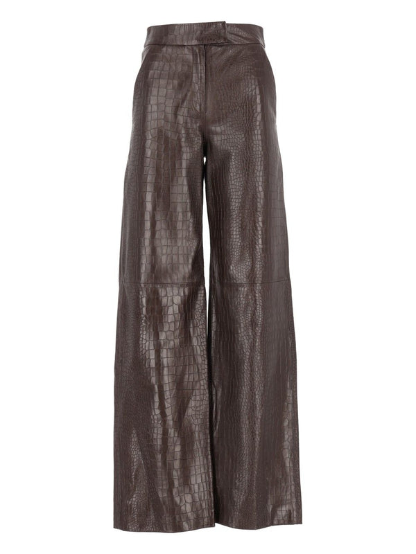 Hose 100% Leder mit Krokodilprint Hosen Braun