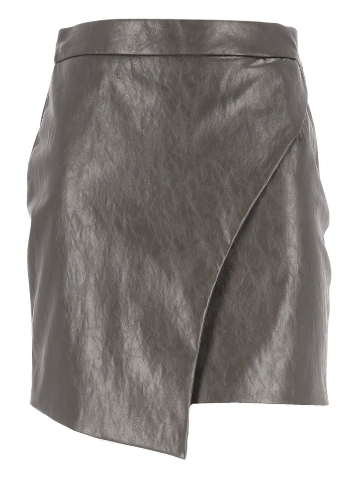 Federica Tosi Minigonna Asimmetrica Pelle Metallo Gonne - Grey | 7be256e6249eff0ac7180ebecd78ac85b9576fa9