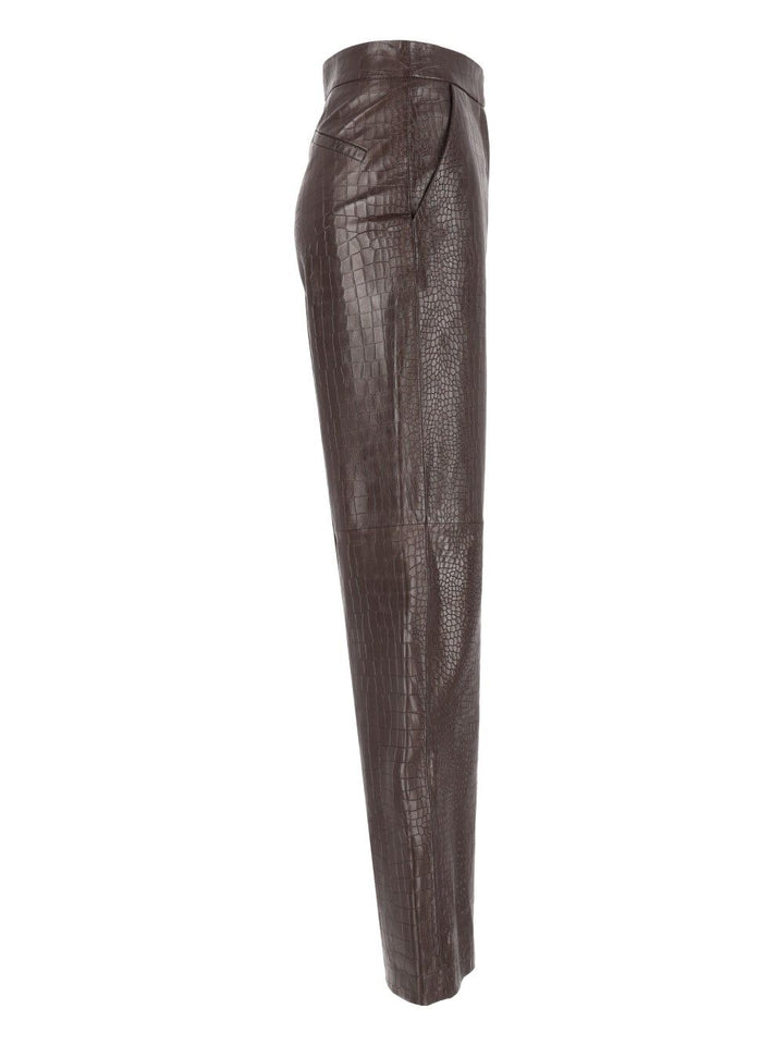 Federica Tosi Pantalone 100% Pelle Stampa Cocco Trousers - Marrone | 0e52411942a1065fe18f5038aa879534587d3da6