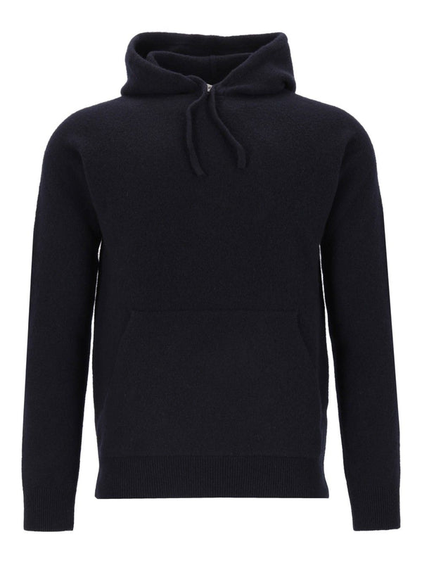 Felpa Cappuccio 93 Lana 6 Pa 1 Elastan Knitwear Blu