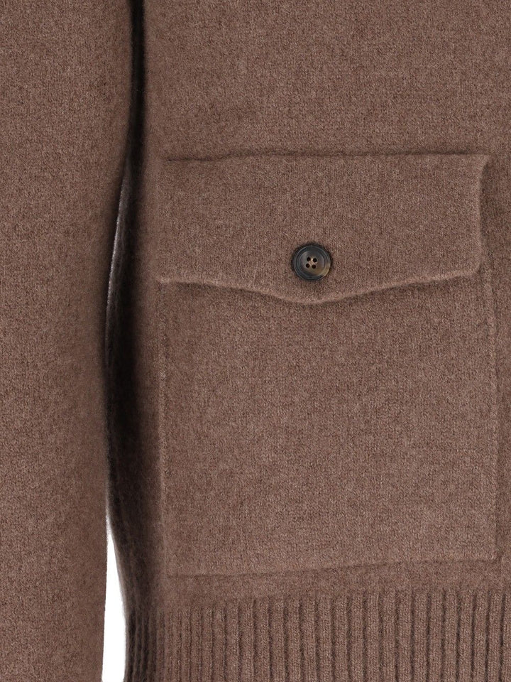 Al Duca D'Aosta Cardigan Zip 2 Tasche 93 Lana 6 Pa 1 Elastan Knitwear - Marrone | 57faf568ab3bf8275da676cec36c1716dae8ba2d