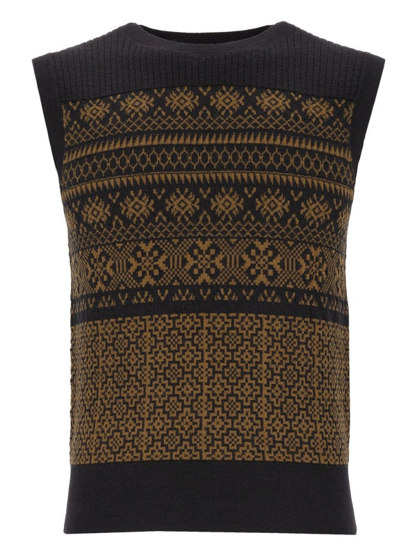 Mekele Fair Isle Motif Sleeveless Sweater Knitwear Grey