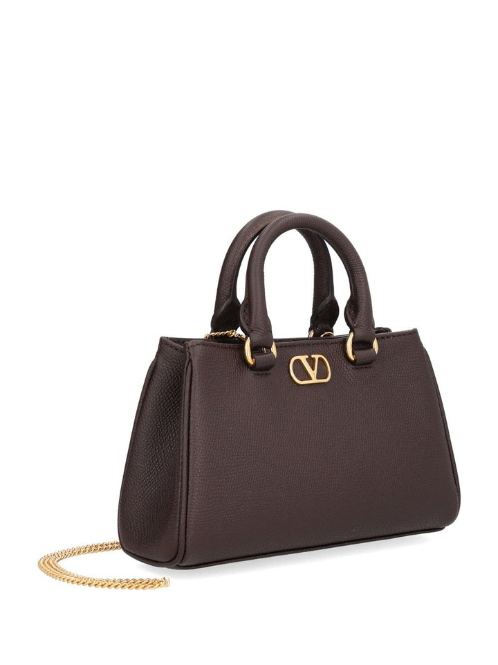 Valentino Garavani Vlogo Signature Mini Bag Vit. Soft Grain/A.Brass Logo Handbags - Marrone | b22784976ebdaedbaccf72a654d878c2043106e8