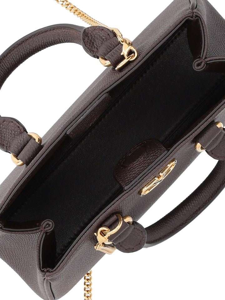 Valentino Garavani Vlogo Signature Mini Bag Vit. Soft Grain/A.Brass Logo Handbags - Marrone | a9ad0fd91fb12dc0c7ddaa15aa643147689443b5