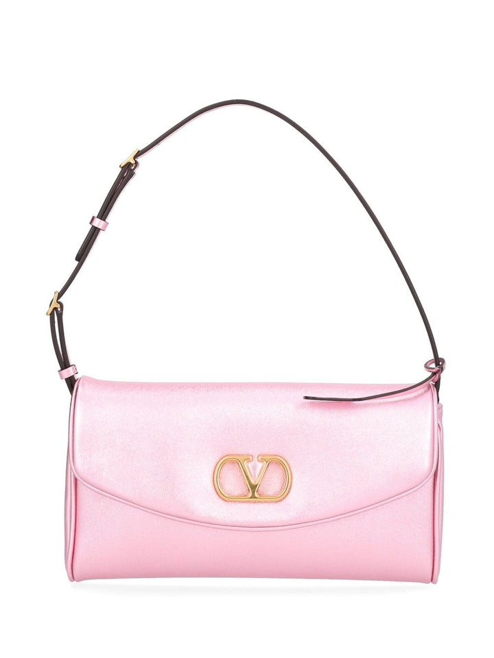 Valentino Garavani Devain Small Shoulder Bag Nappa Laminata/Vit.Soft Grain Lam/A.Bras Shoulder Bags - Rose | d66906b9d1b851c46caca2be884f0ce4e0e0cffc