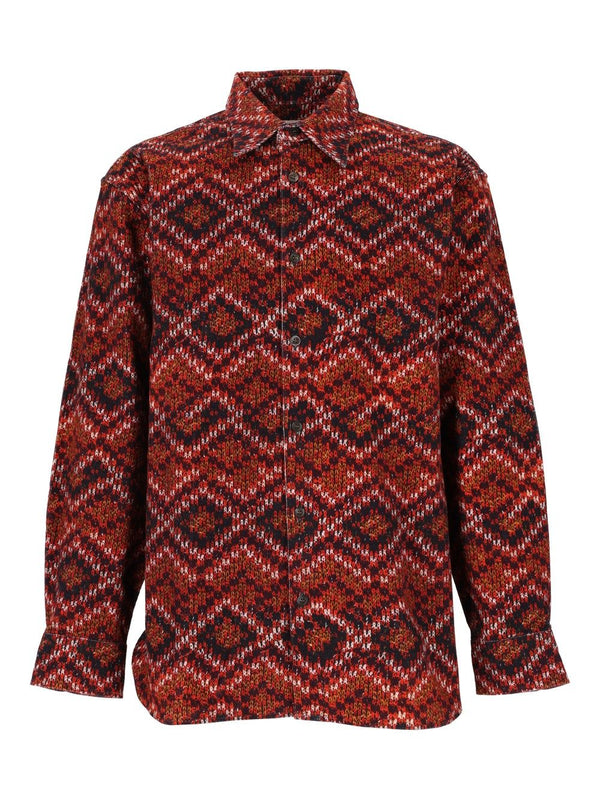 Printed Velvet Shirt Shirts Rosso