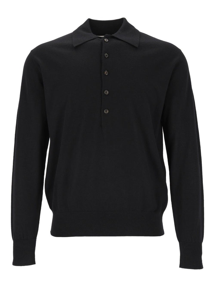 Dries Van Noten Muano Wool Polo Shirt Knitwear - Nero | e58db800ad4cc484cd5b820aa28d8916cd6f7197