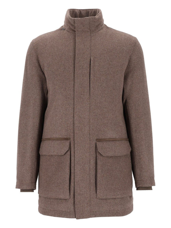 Wool And Cashmere Pea Coat Giacche Beige