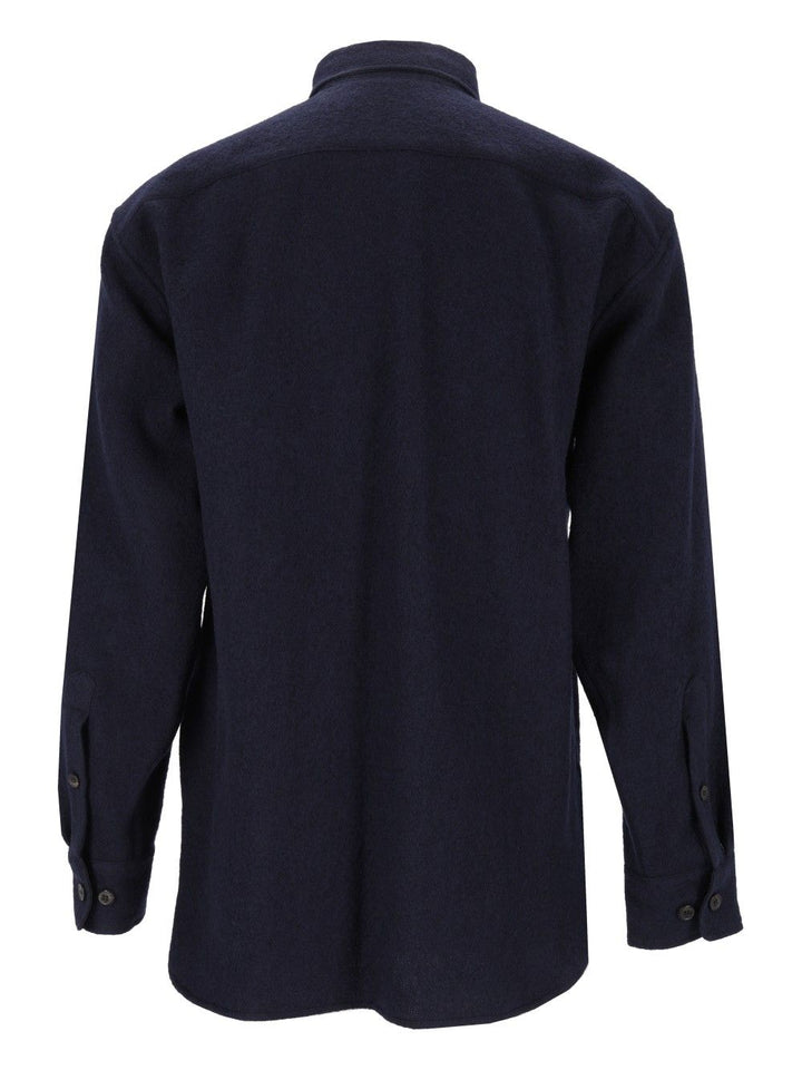 Dries Van Noten Wool Shirt Jacket Shirts - Blu | 2550b7be729be83922c021e79d14bc5e27c0e4d2