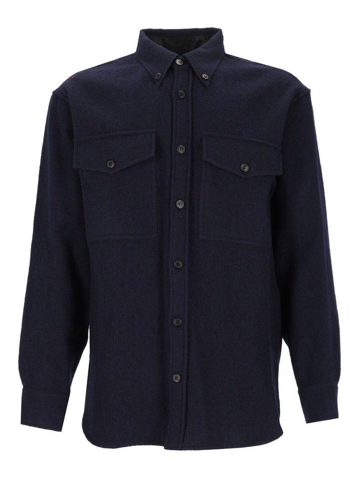 Dries Van Noten Wool Shirt Jacket Shirts - Blu | 310e41c02b0f43185af1e0bf00528a0fd89c7964