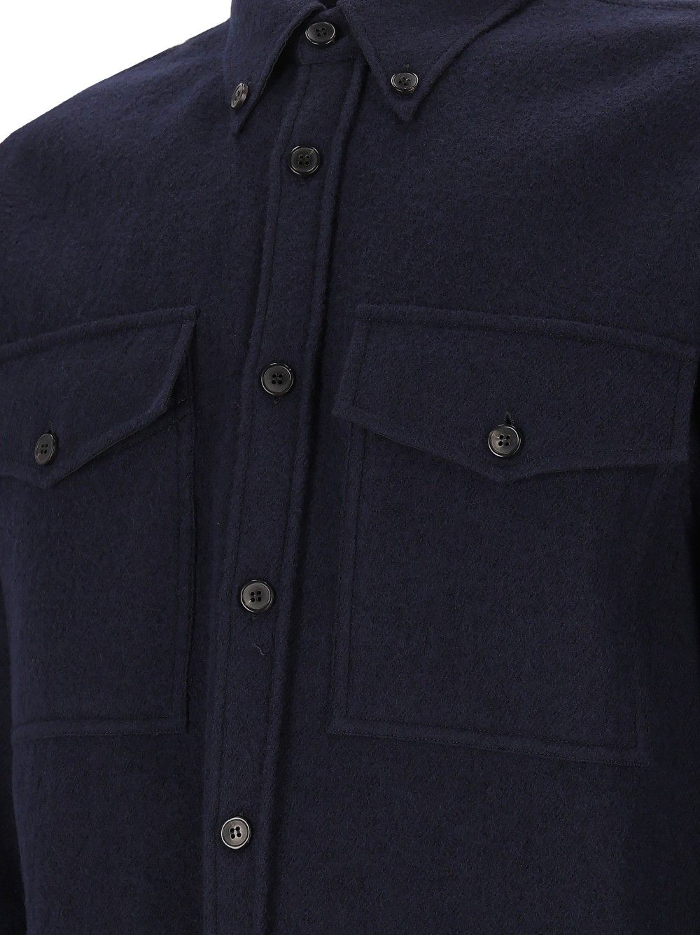 Dries Van Noten Wool Shirt Jacket Shirts - Blu | 53ec6fcaa8860ca682849c23289b6a57dab011f5