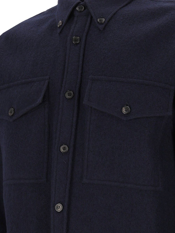 Dries Van Noten Wool Shirt Jacket Shirts - Blu | 53ec6fcaa8860ca682849c23289b6a57dab011f5