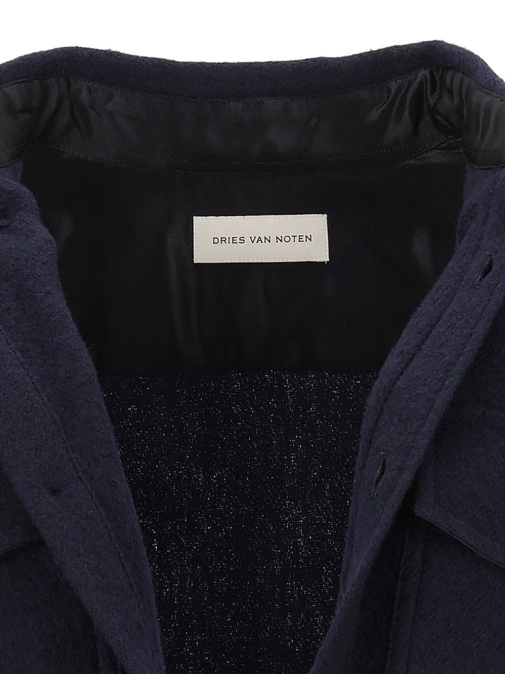 Dries Van Noten Wool Shirt Jacket Shirts - Blu | cacf2aa5ac1c0a8ba192200283e248dbf4ba55f0