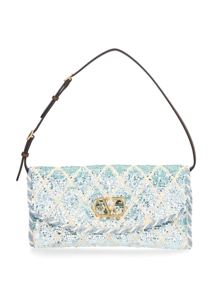 Valentino Garavani Devain Small Shoulder Bag Ric.Sequins Rhombelle/Vit.Soft Grain L./ Shoulder Bags - Multicolor | 94c62cbe15927b137e7df8ac97c980cc6d2b4be1
