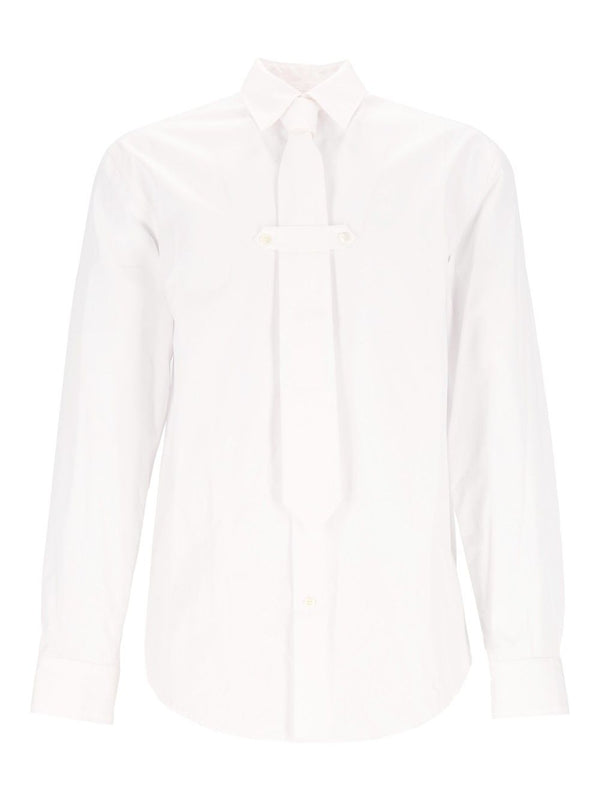 Poplin Shirt With Tie Shirts Bianco