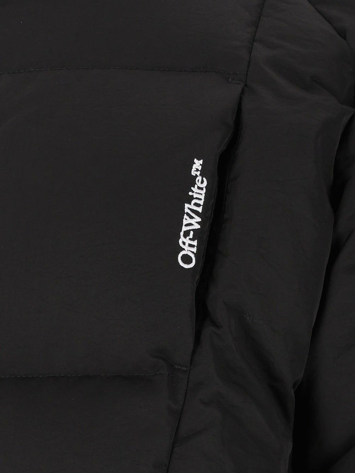 Off-White Bookish Nyl Twill Racing Puffer Coats - Nero | 3dc9ac00c949cfbecd4343c225b766e5b43bc900