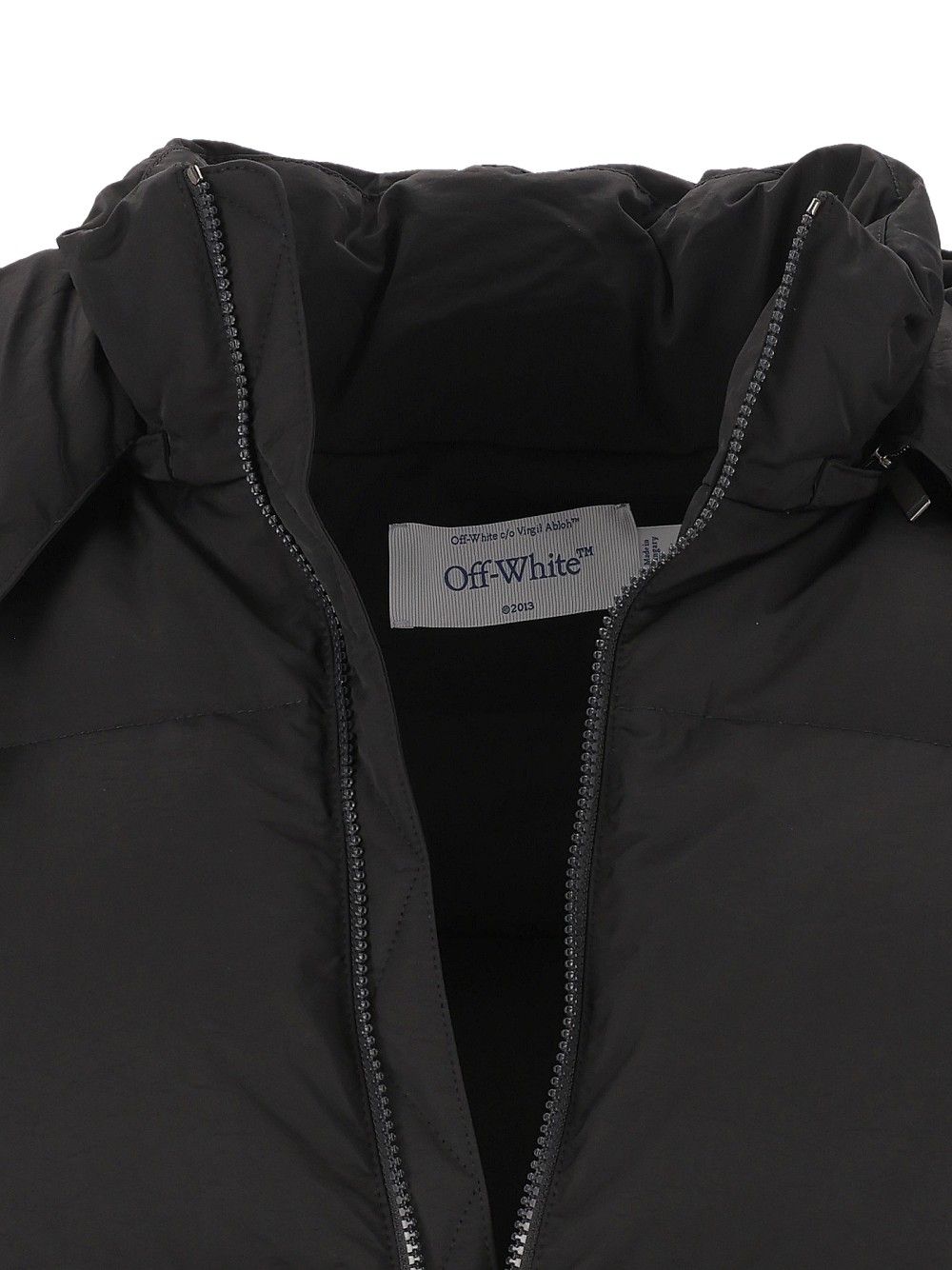 Off-White Bookish Nyl Twill Racing Puffer Coats - Nero | 2e695b6a3333cc57b6939c0001f7f7711f4fe639